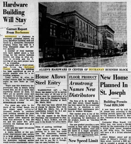 Hollywood Theatre - March 24 1962 Theater Is Next To Hardware Store (newer photo)